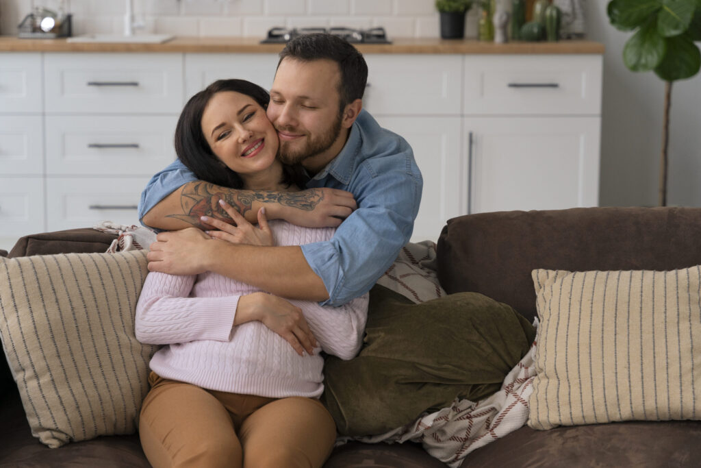 front view happy family expecting baby 1 scaled 1